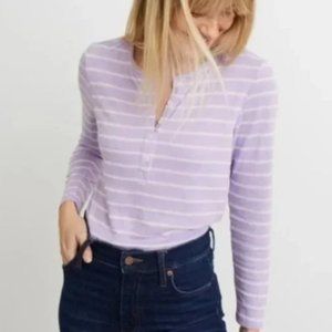 Marine Layer DK Henley Lavender/White Stripe Women's Size ~ Medium